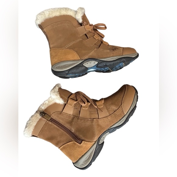 Easy Spirit Boots 9.5 Wide Leather Upper Faux Fur Lined Winter Boots - Picture 4 of 7